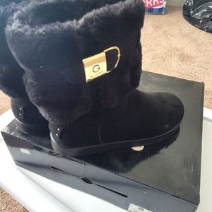 Size 7 Black Suede Guess Shin Boots